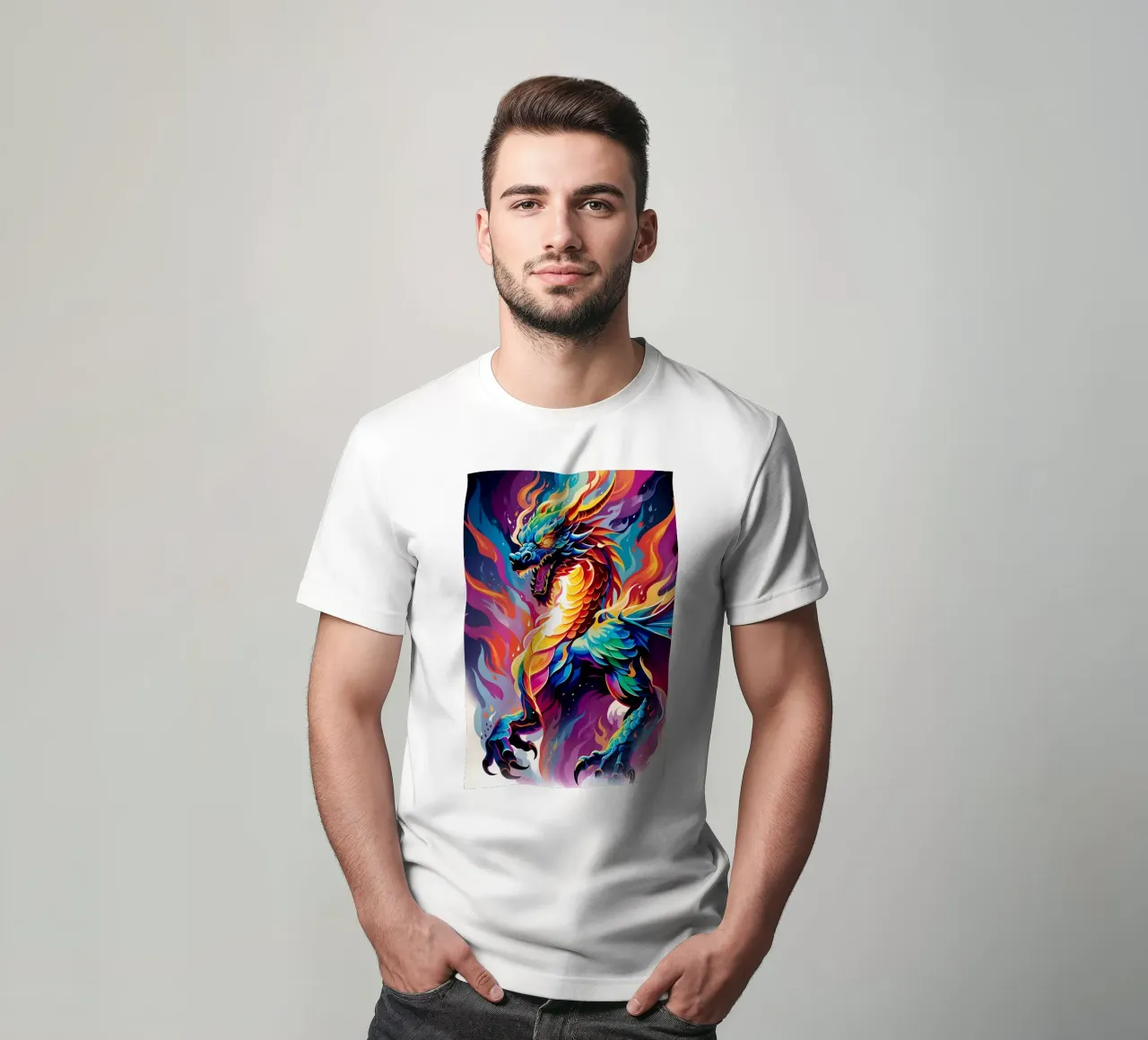 Dragon neon pop art t-shirt by MakArena