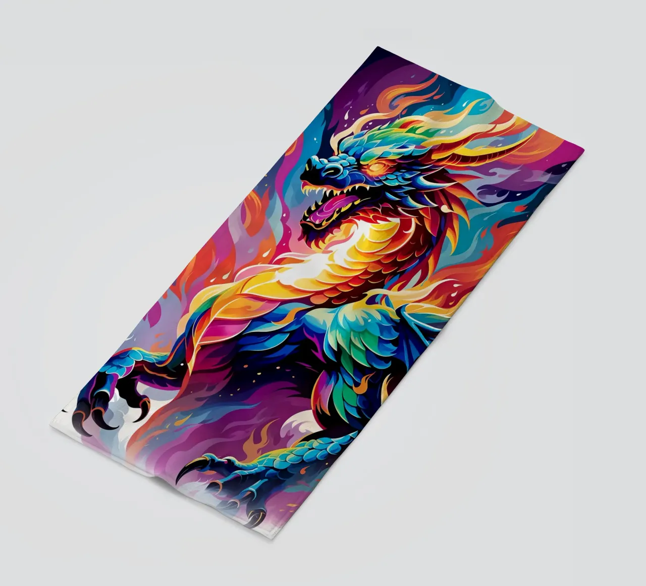 Dragon neon pop art beach towel by MakArena