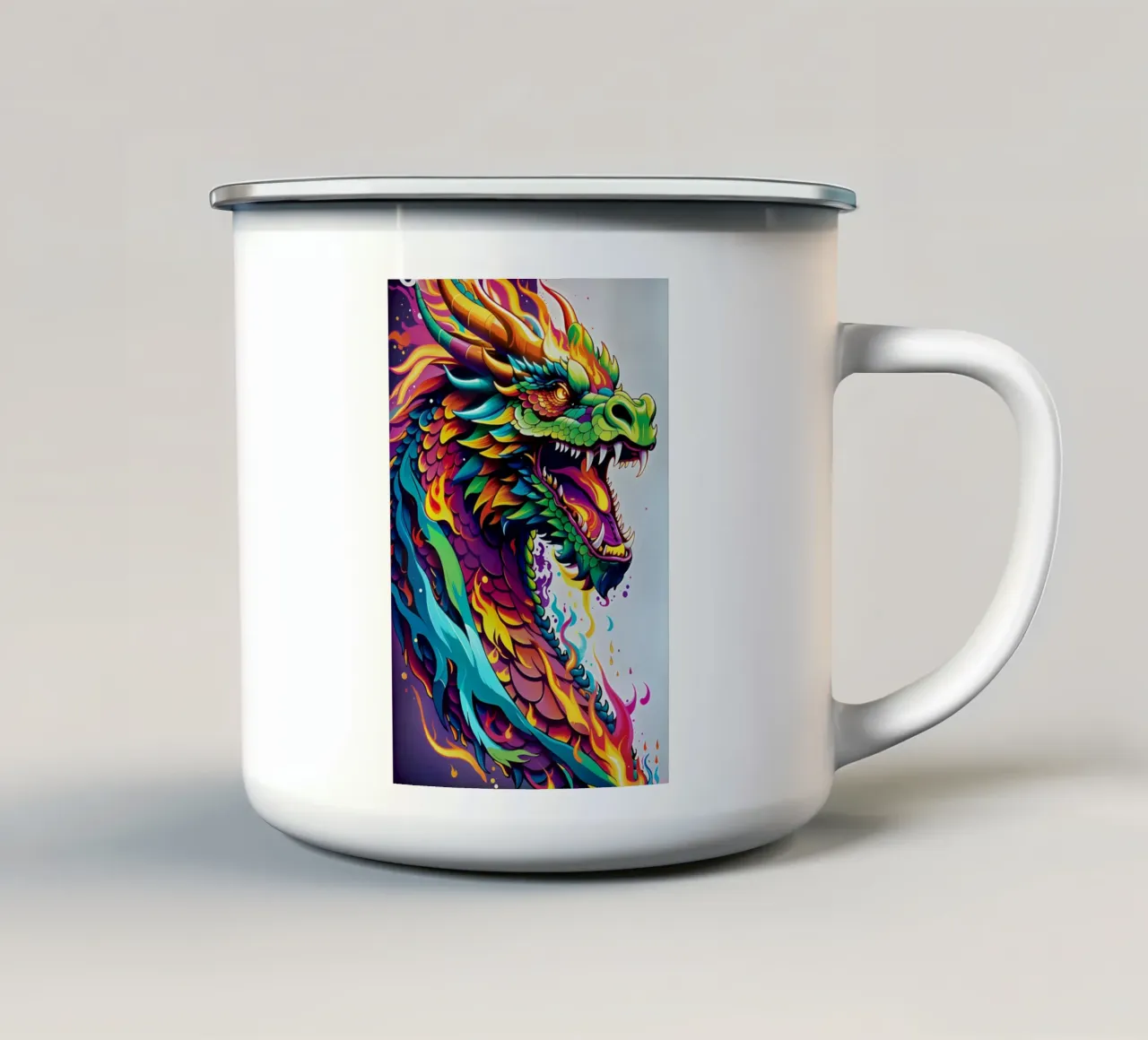 Dragon portrait neon graffiti wpap tazza in smalto da MakArena