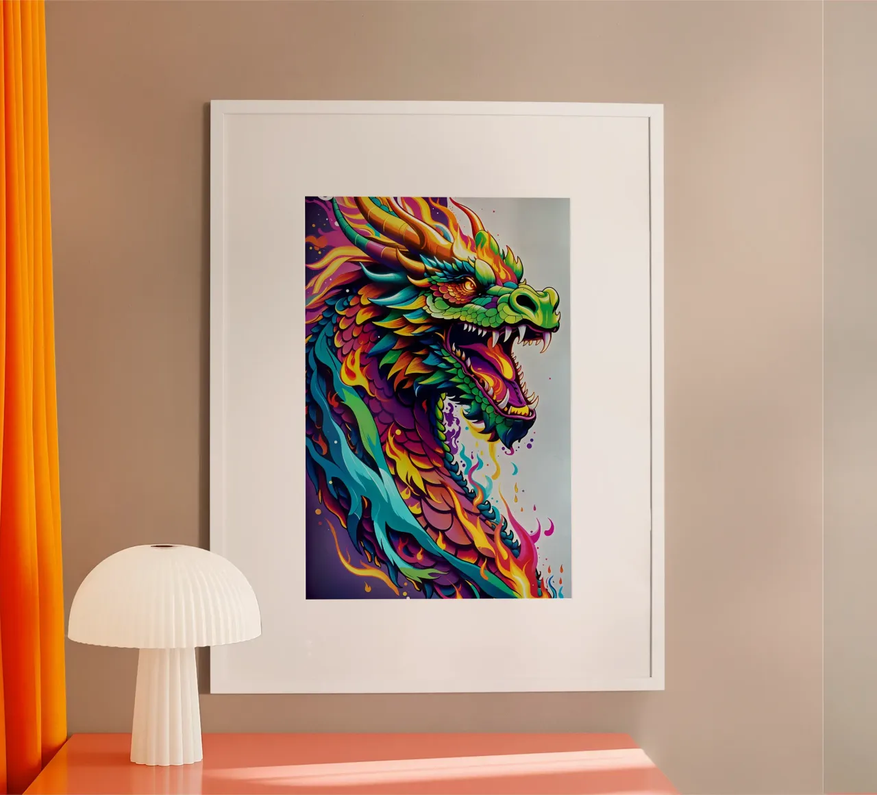 Drache Porträt Neon Graffiti wpap Poster von MakArena
