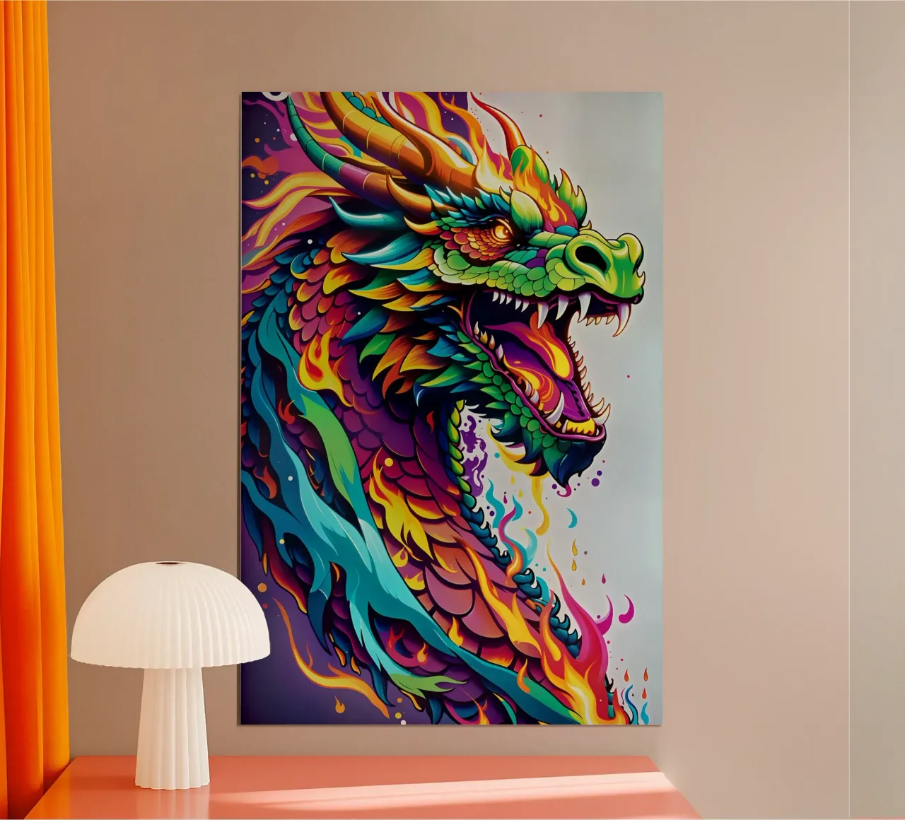 Drache Porträt Neon Graffiti wpap Poster von MakArena