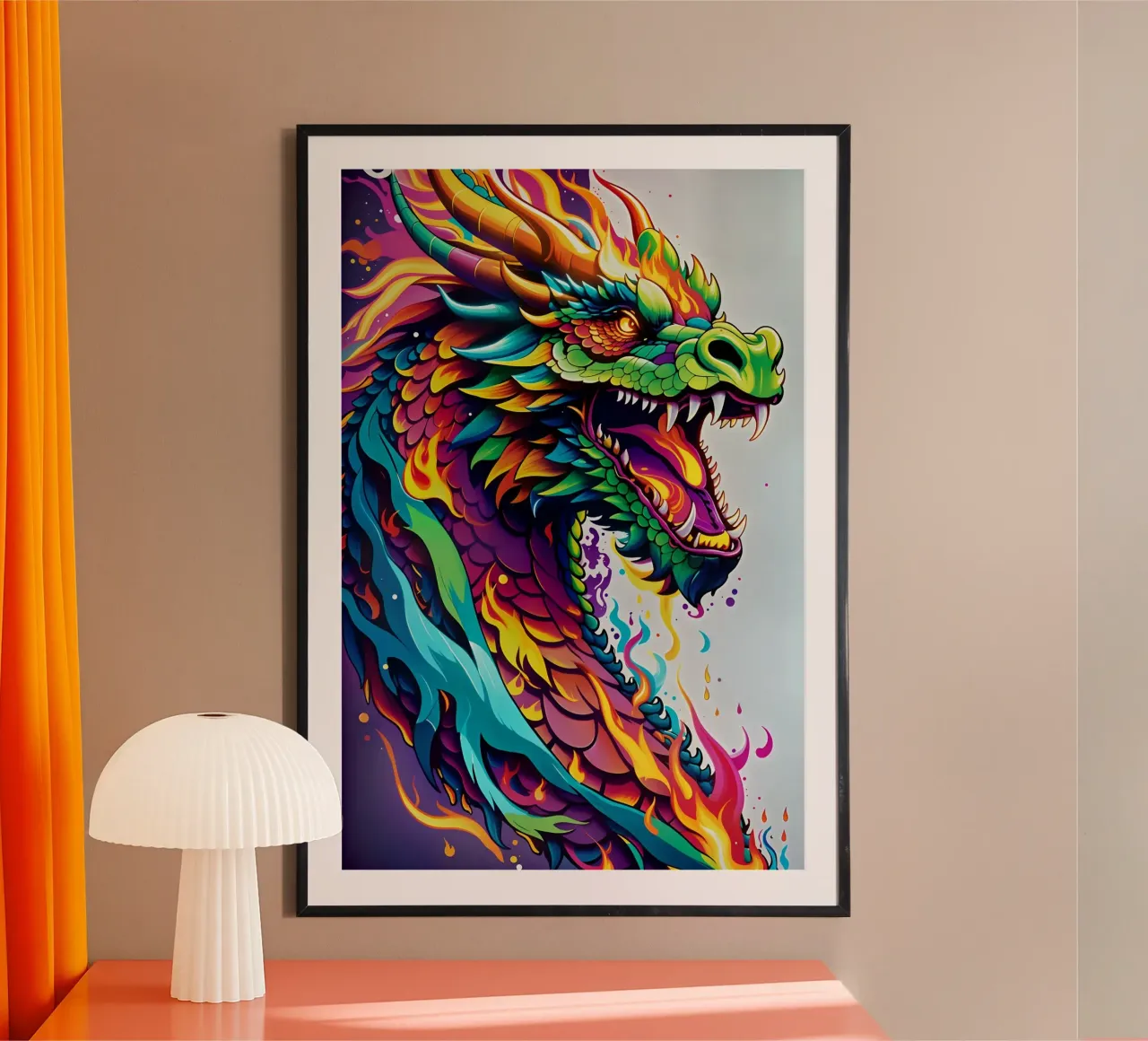 Drache Porträt Neon Graffiti wpap Poster von MakArena