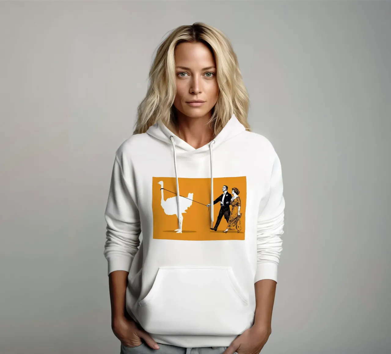 Walking The Ostrich felpa con cappuccio da Rob Art | Illustration