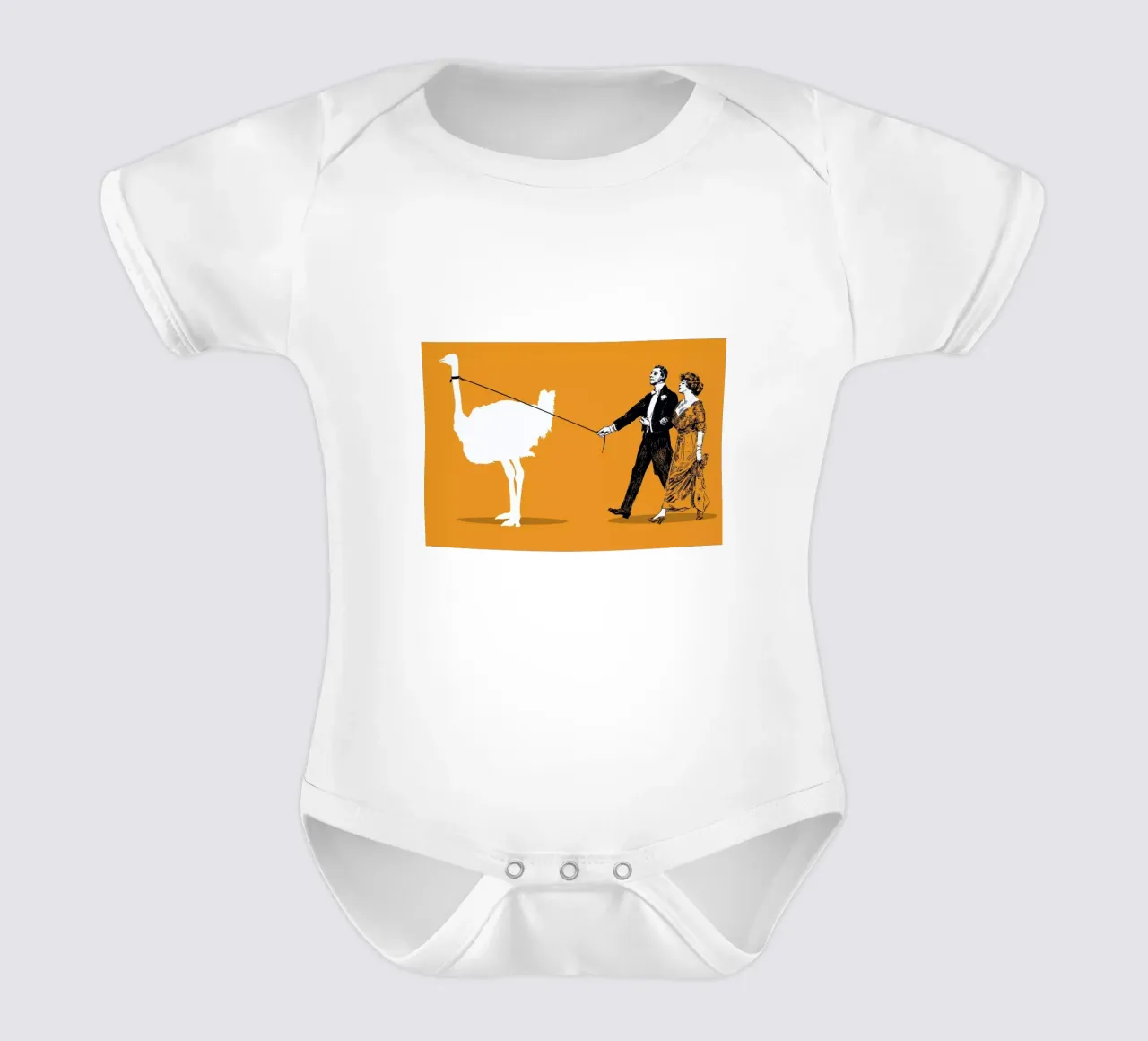 Walking The Ostrich body neonato maniche corte da Rob Art | Illustration