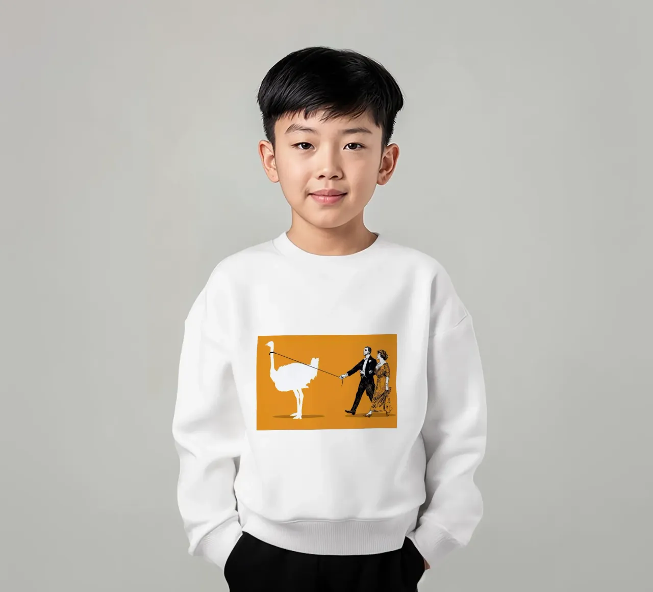 Walking The Ostrich felpa bambino da Rob Art | Illustration