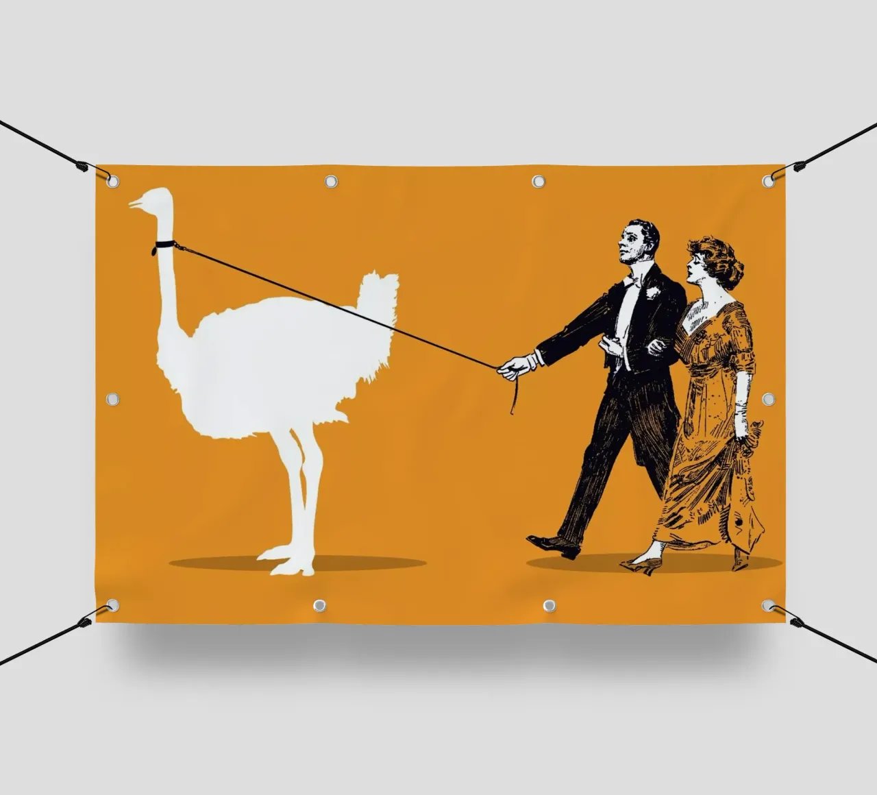 Walking The Ostrich telo in pvc da Rob Art | Illustration