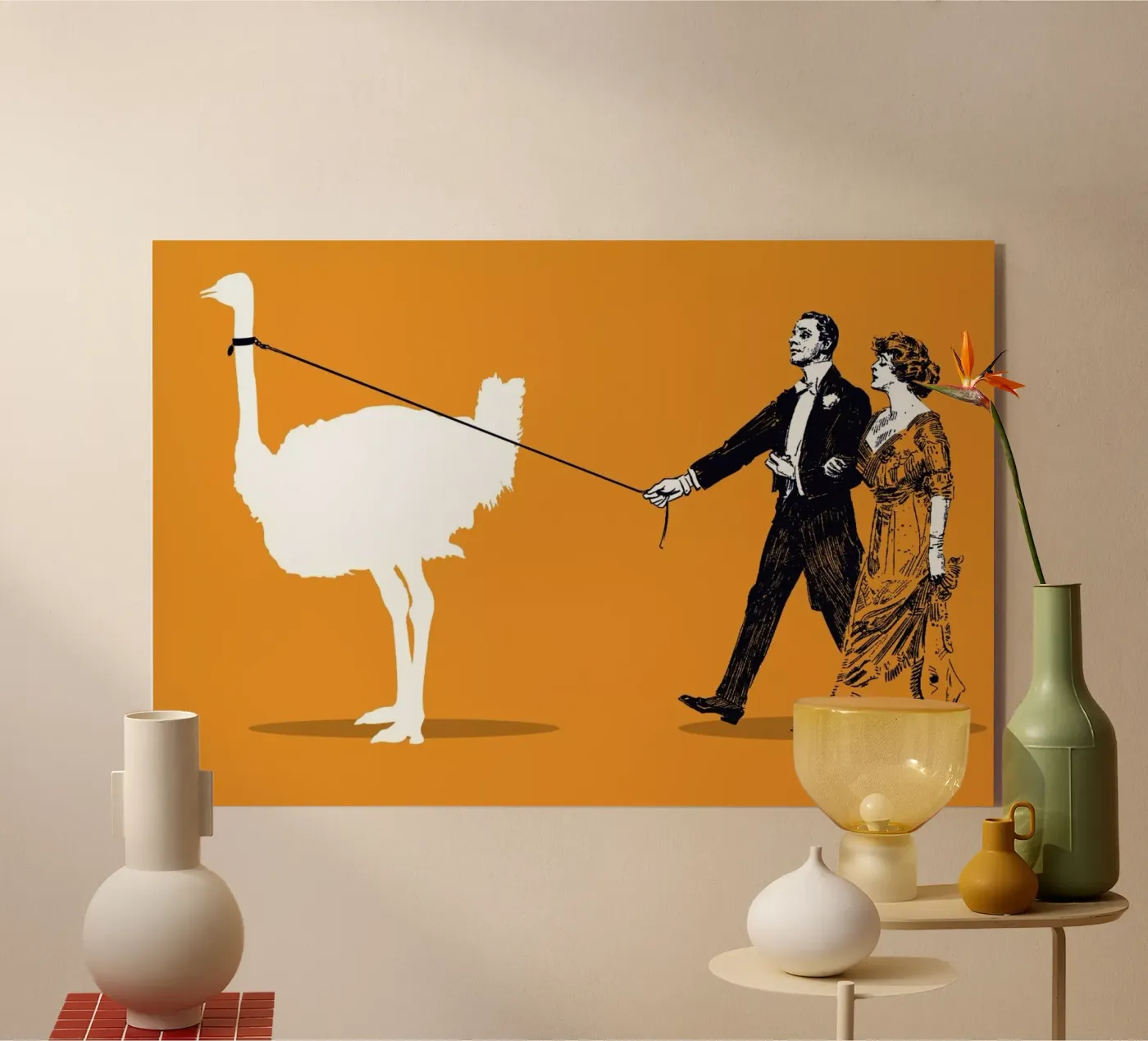 Walking The Ostrich plexiglass da Rob Art | Illustration