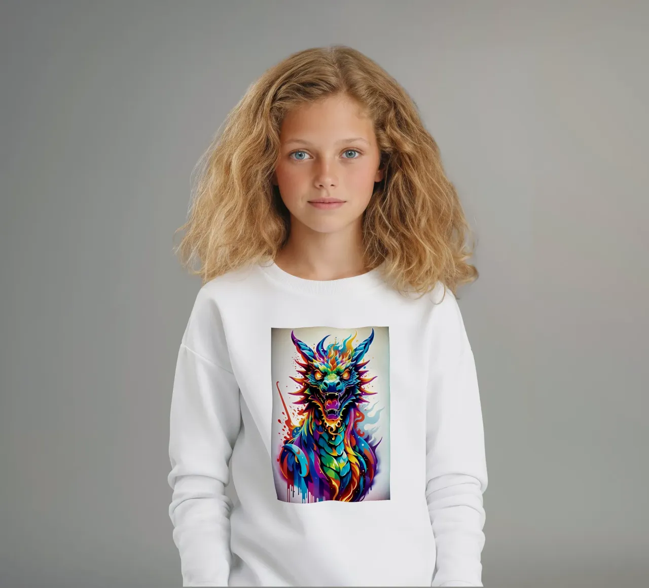 Drachenporträt neon wpap Kinder Sweatshirt von MakArena