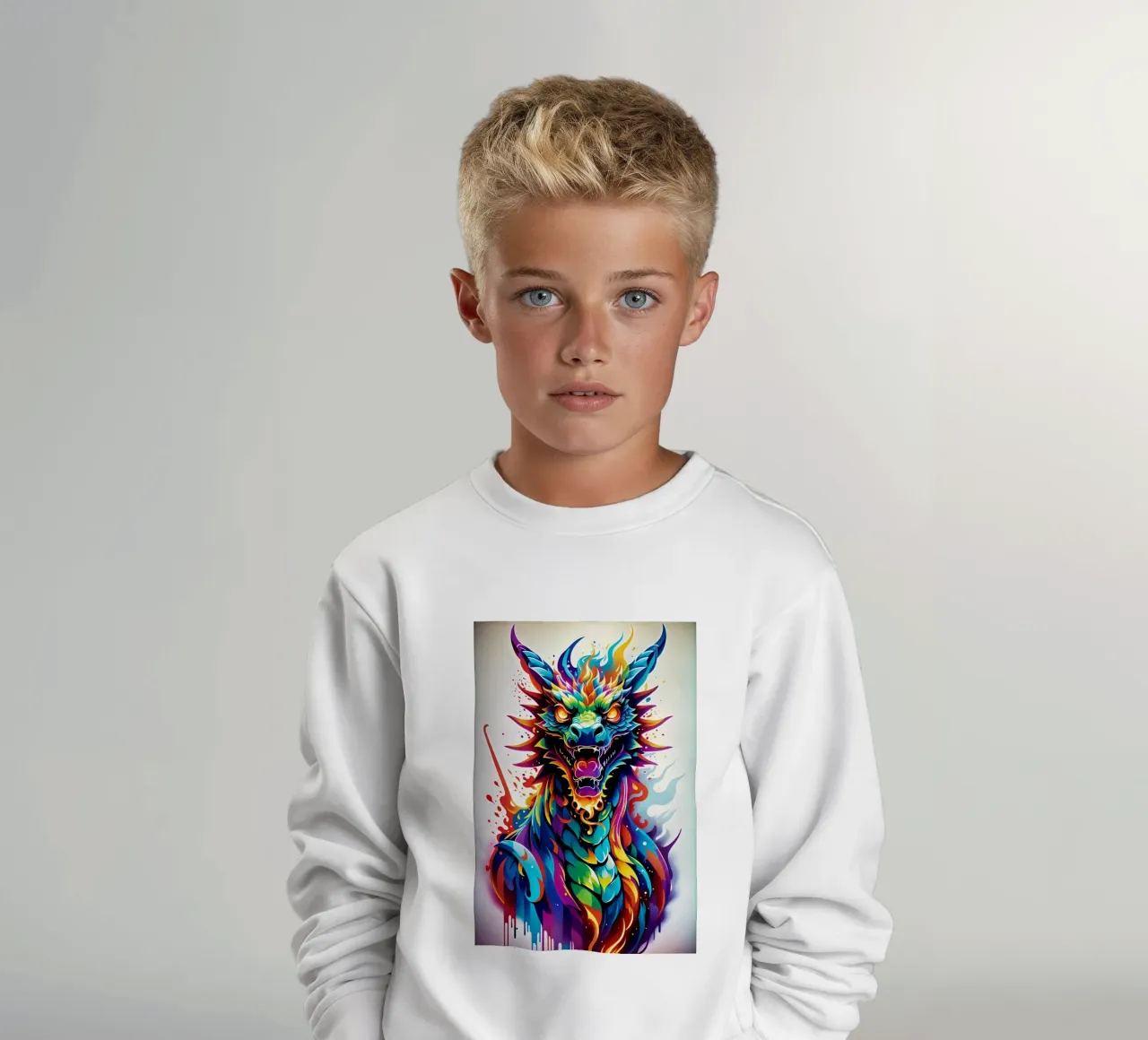 Drachenporträt neon wpap Kinder Sweatshirt von MakArena