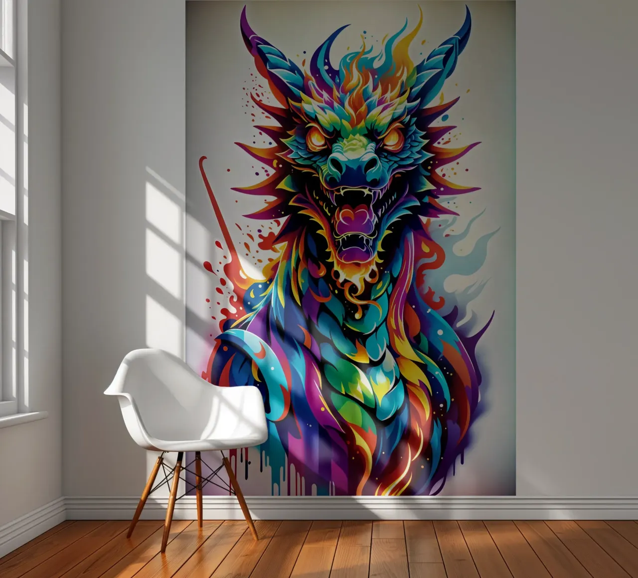 Dragon portrait neon wpap photo wallpaper by MakArena