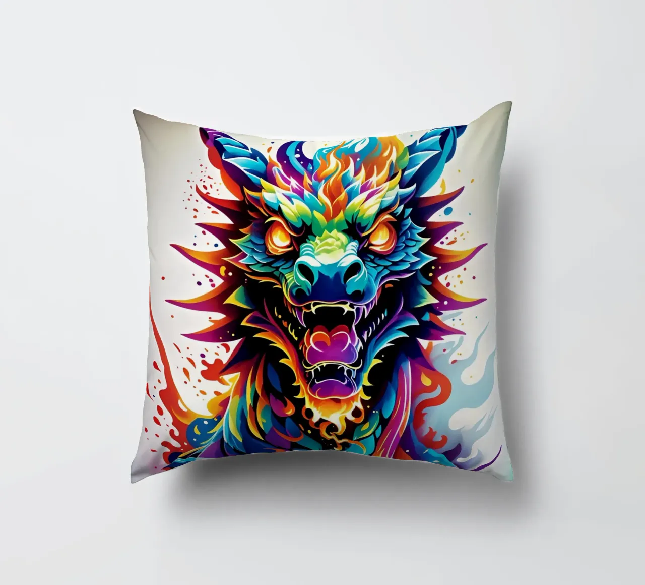 Dragon portrait neon wpap decorative cushion by MakArena