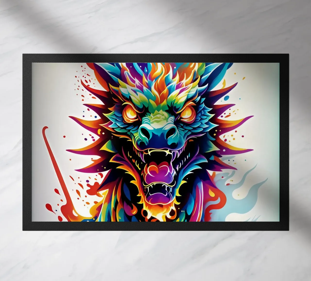 Drachenporträt neon wpap Fußmatte von MakArena