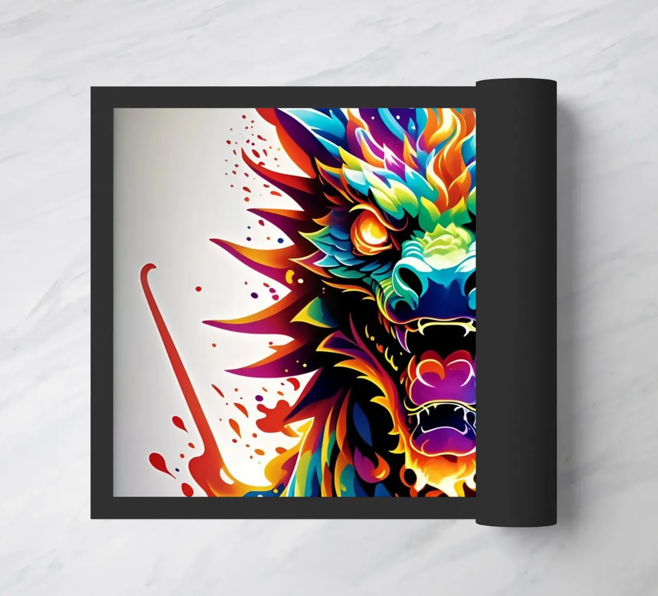 Drachenporträt neon wpap Fußmatte von MakArena