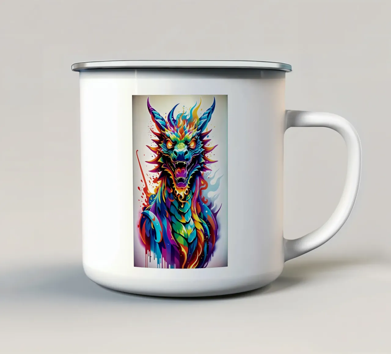Ritratto del drago al neon wpap tazza in smalto da MakArena