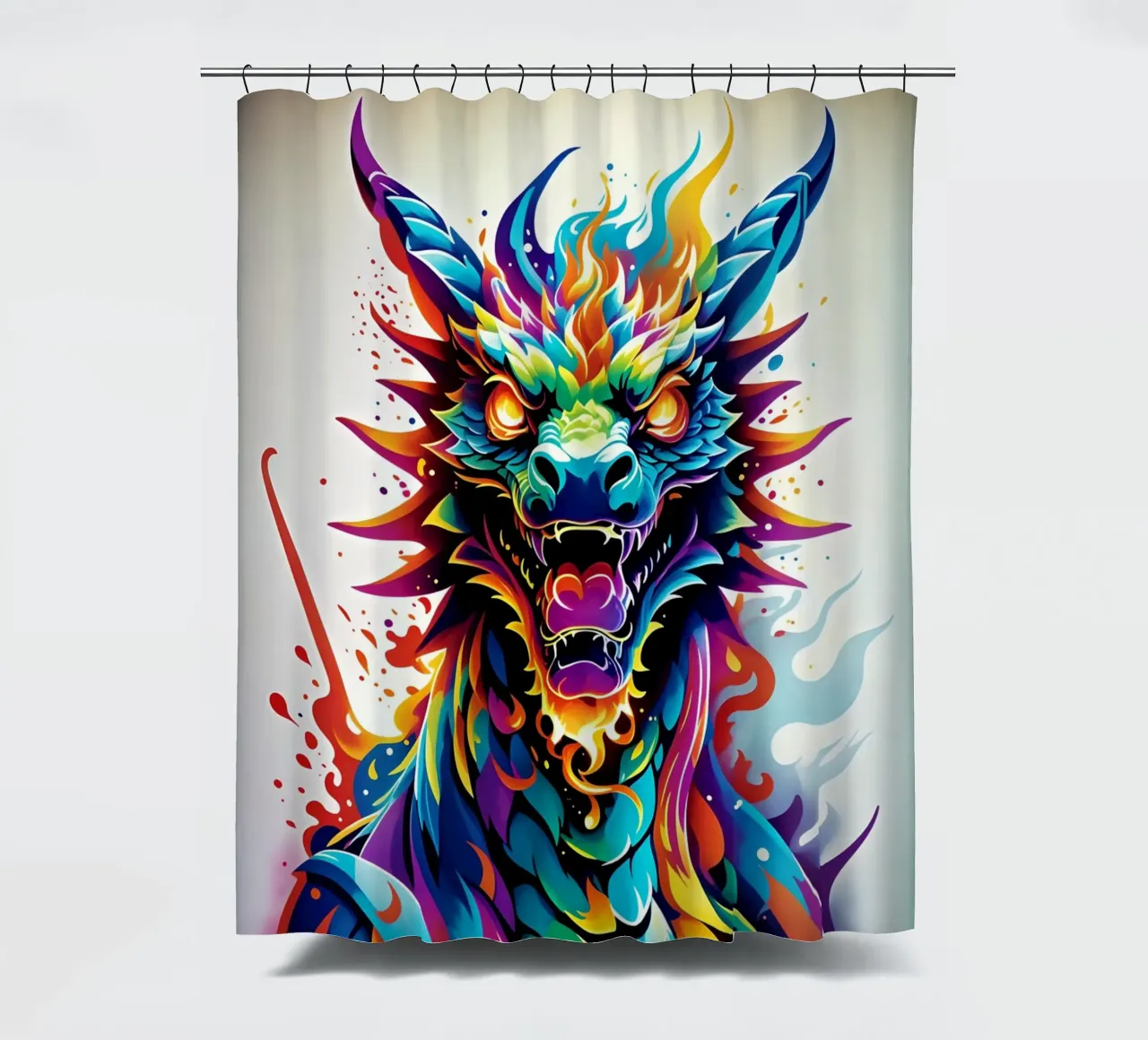 Drachenporträt neon wpap Duschvorhang von MakArena
