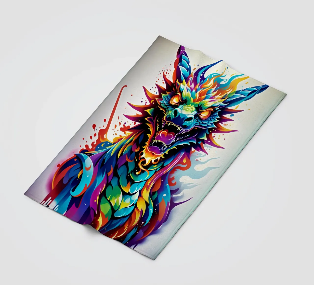 Drachenporträt neon wpap Fleecedecke von MakArena