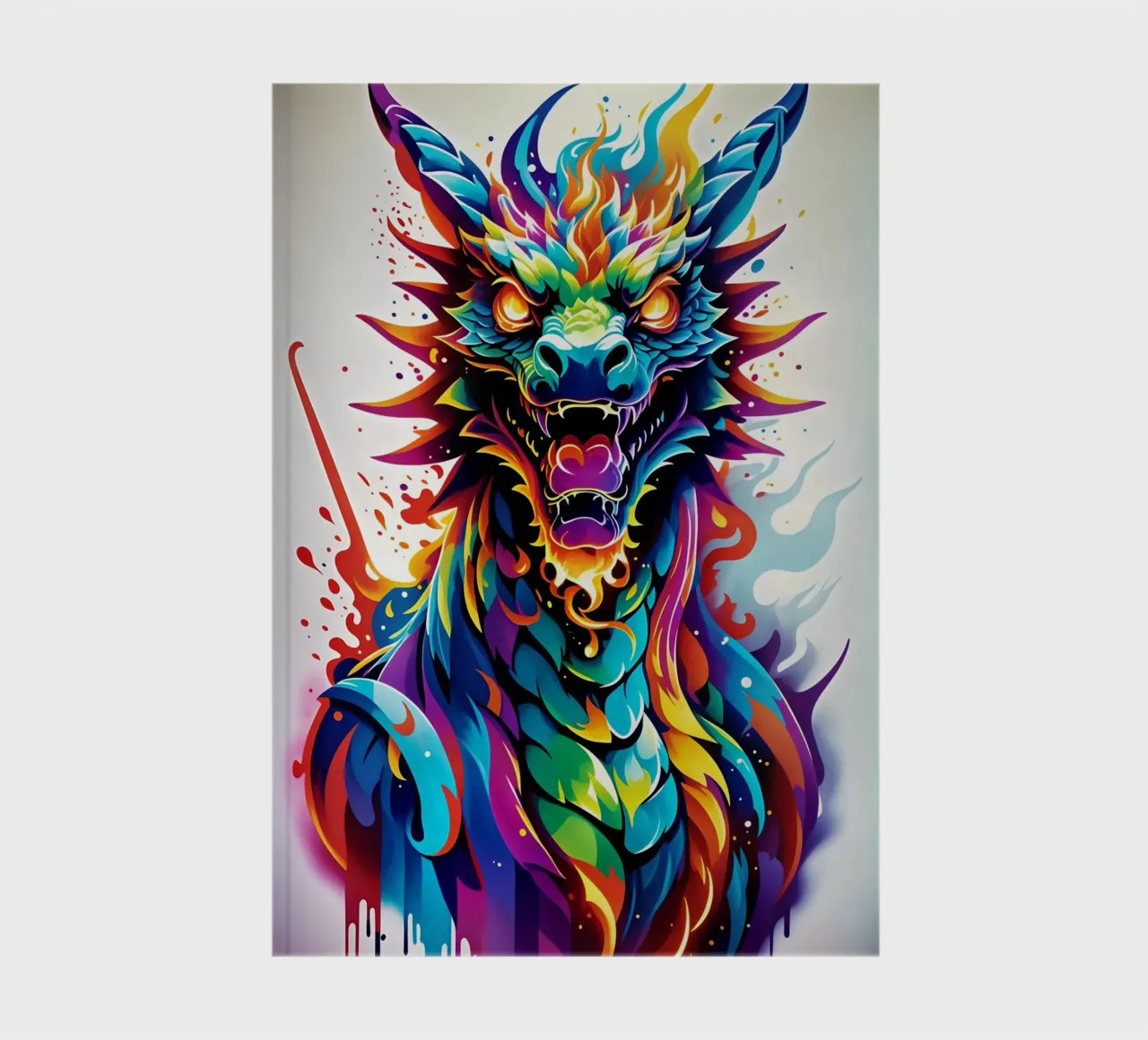 Dragon portrait neon wpap notebook by MakArena