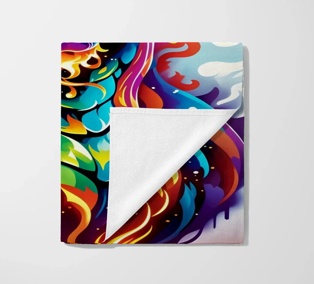 Dragon portrait neon wpap beach towel by MakArena