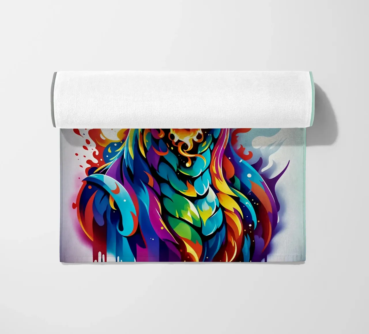 Dragon portrait neon wpap beach towel by MakArena