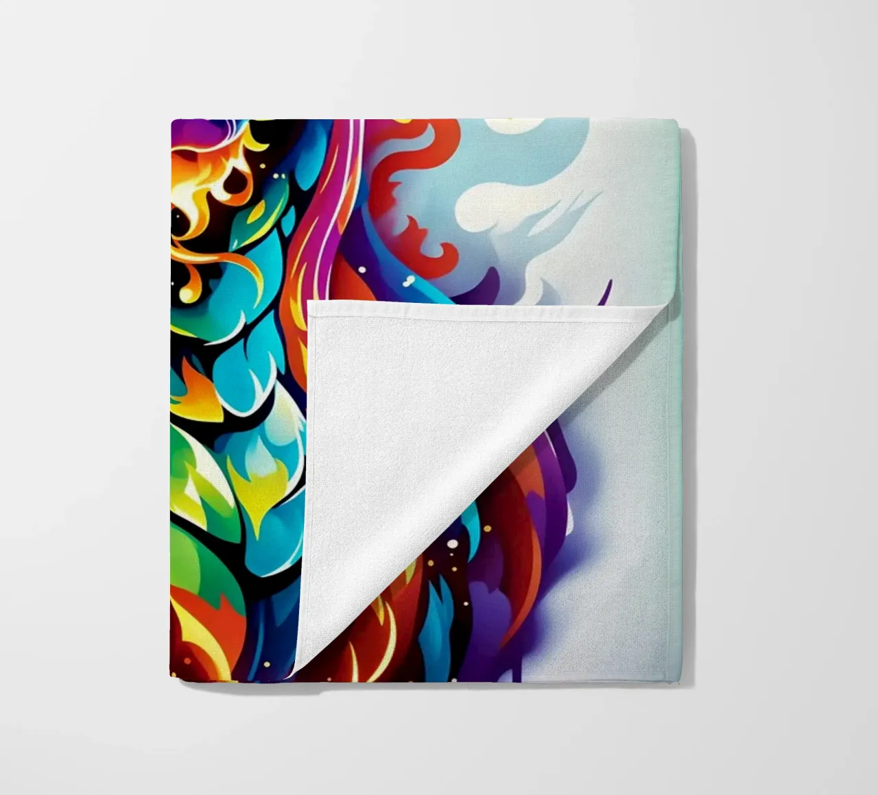 Dragon portrait neon wpap beach towel by MakArena