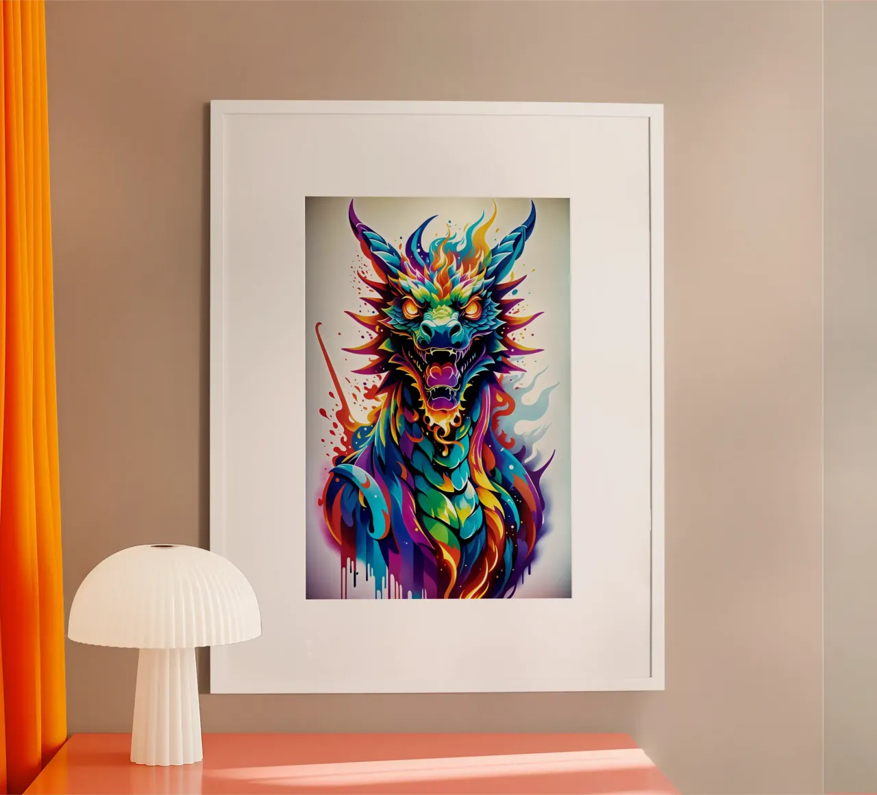 Drachenporträt neon wpap Hahnemühle von MakArena