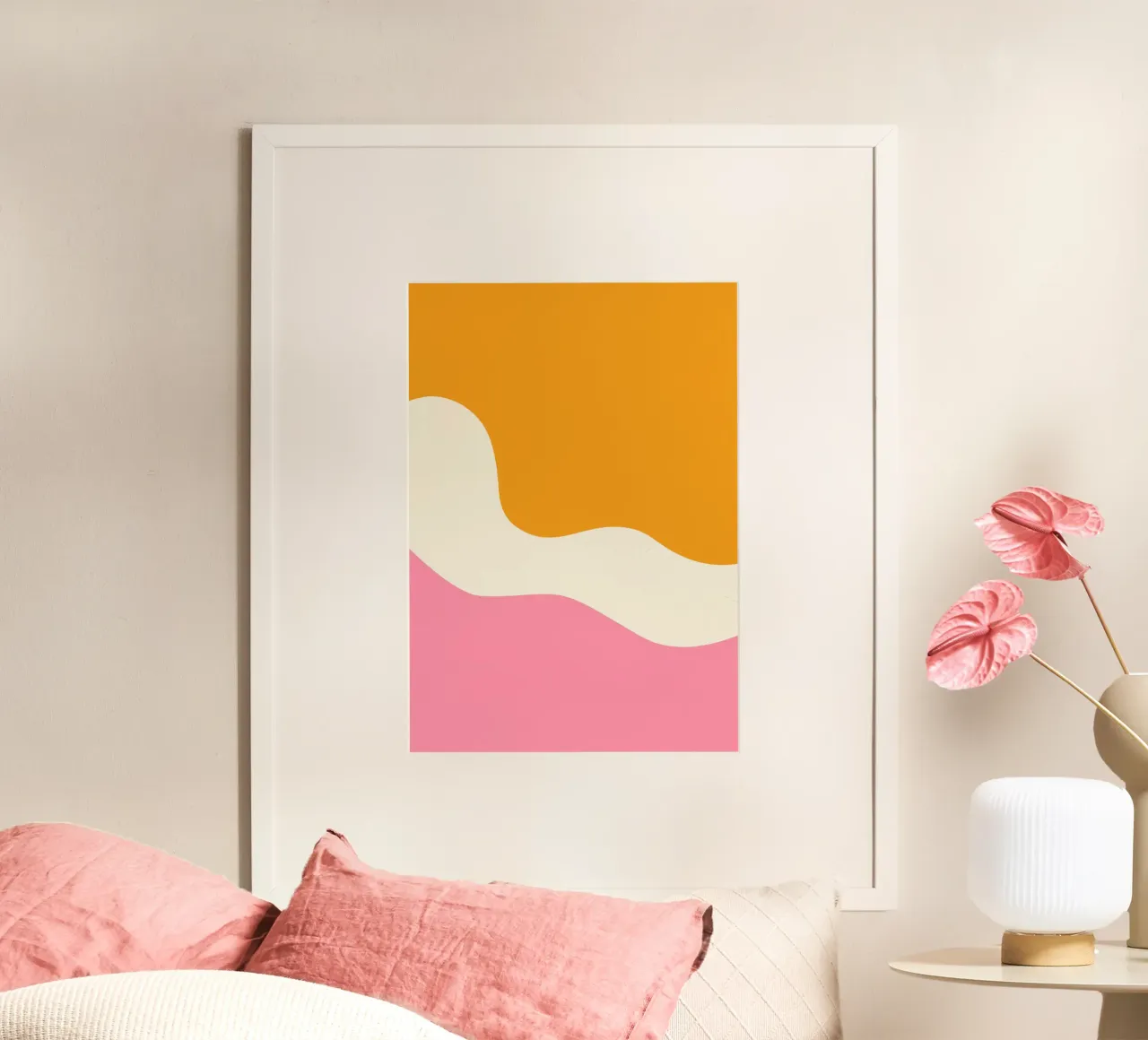 Warm retro pink poster by BAINAI