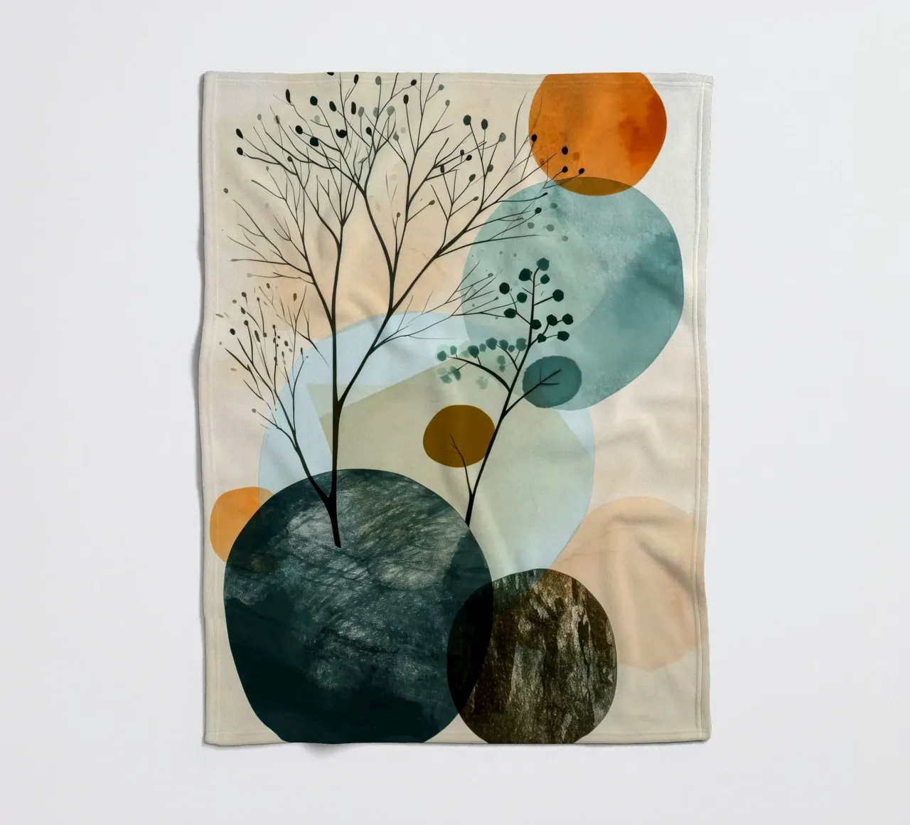 Minimal calm relaxation art fleece blanket by Justyna Jaszke JBJart