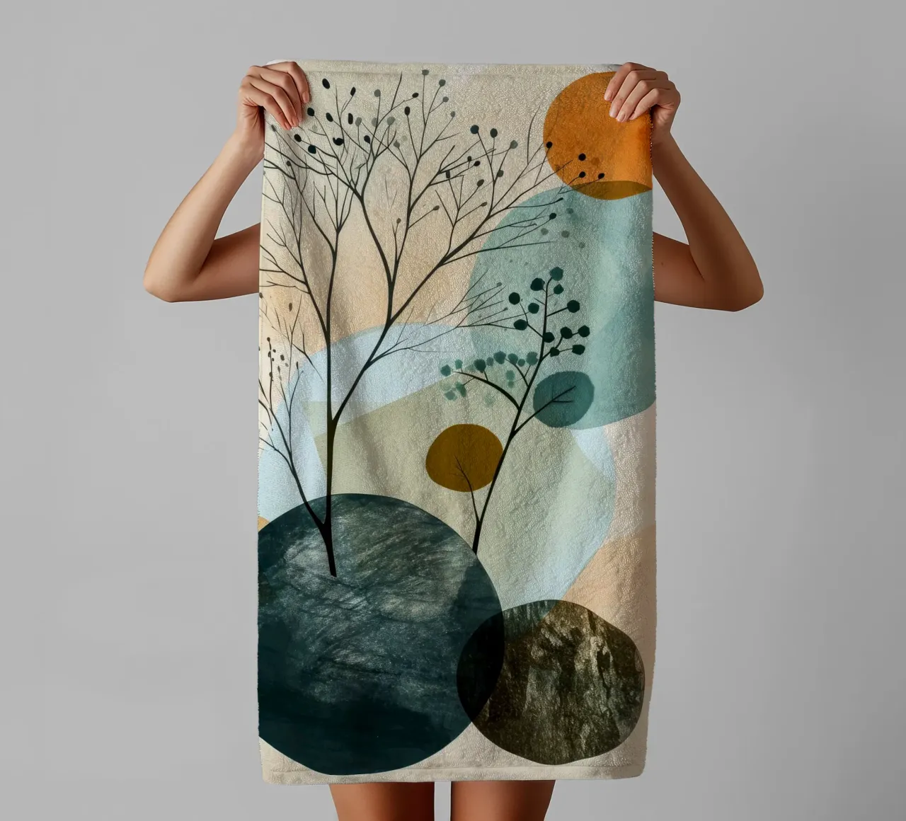 Minimal calm relaxation art towel by Justyna Jaszke JBJart
