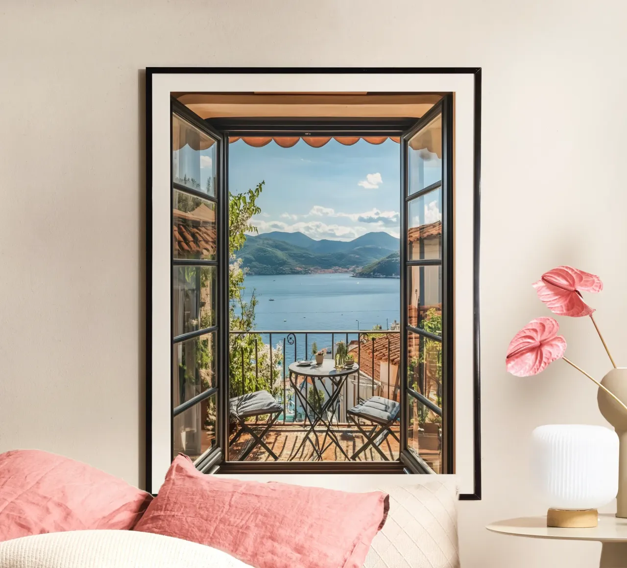 Stampa della colazione sul lago di Como poster da TheTravelClub