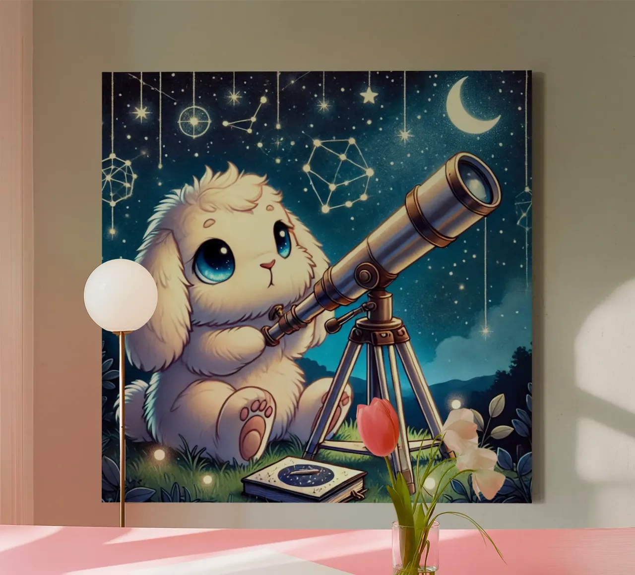 Starlit Bunny Dreamer canvas by FluffyToons
