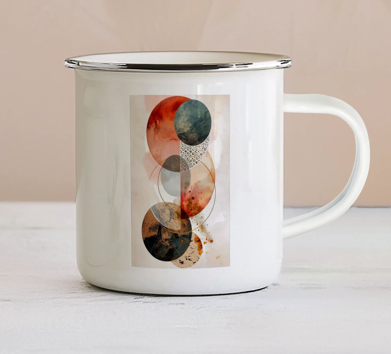 Minimal calm relaxation art enamel mug by Justyna Jaszke JBJart