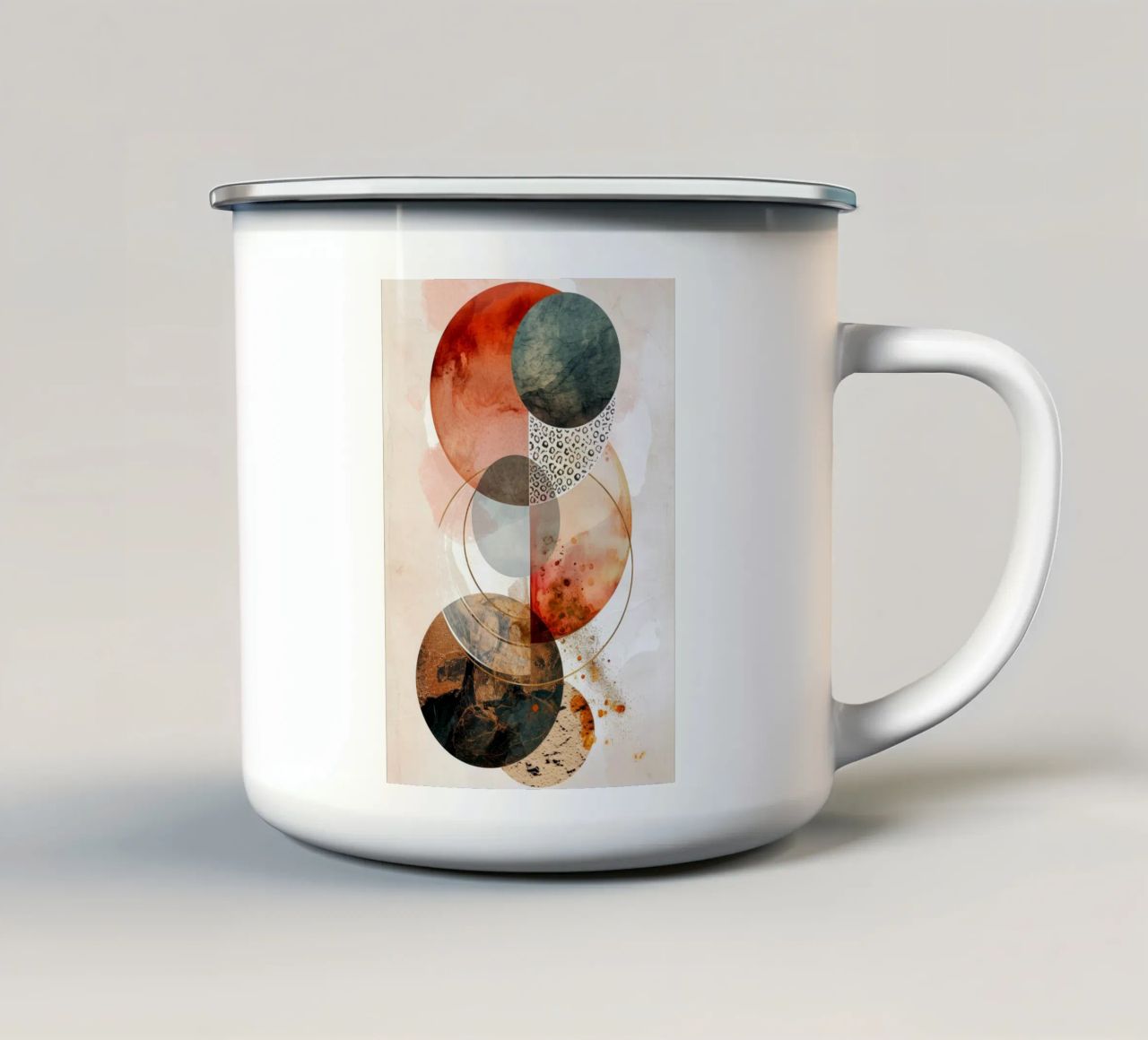 Minimal calm relaxation art enamel mug by Justyna Jaszke JBJart