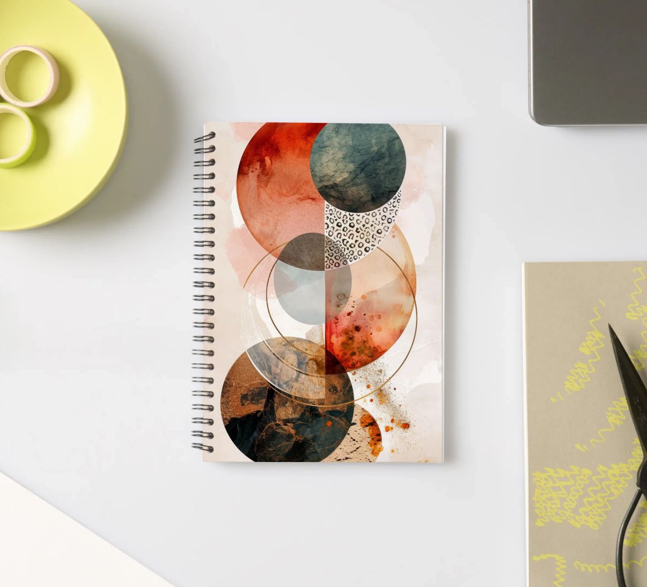 Minimal calm relaxation art spiral notebook by Justyna Jaszke JBJart