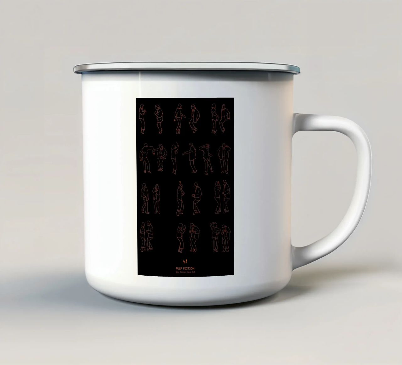 Pulp Fiction - You Never Can Tell tazza in smalto da Niege Borges
