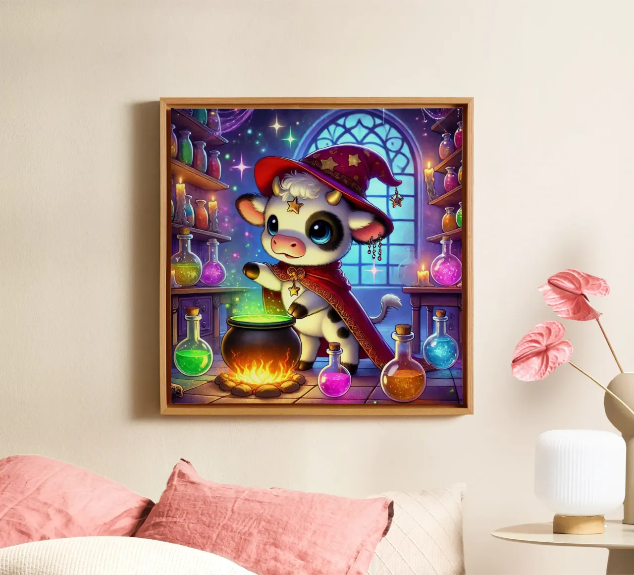 Alchimista magico di mucche da latte tela con Cornice a cassetta da FluffyToons