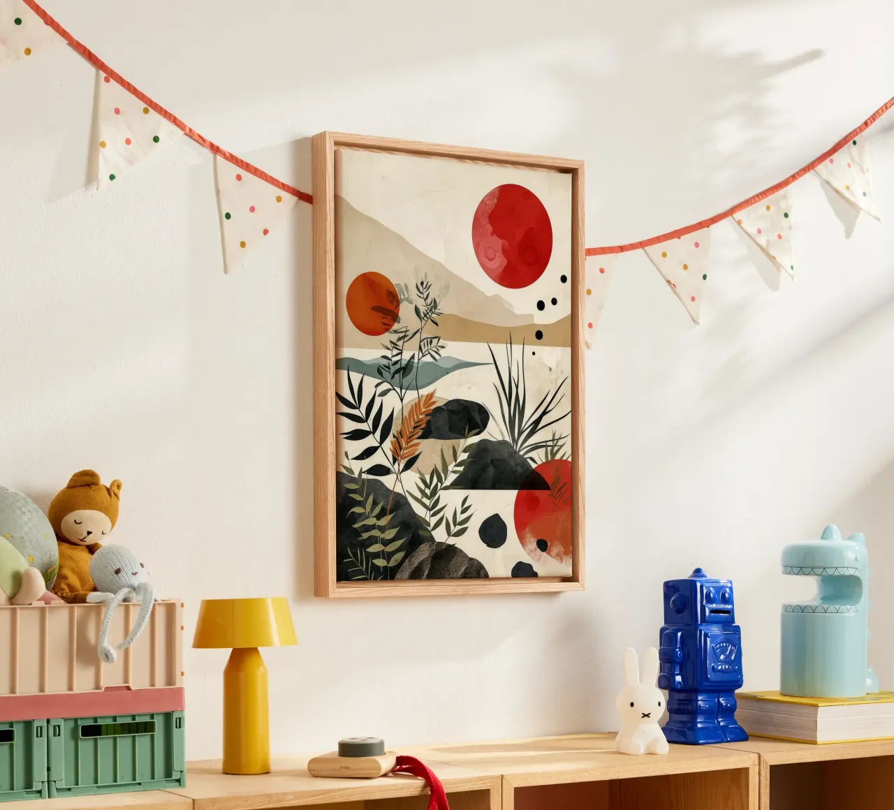 Minimal calm relaxation art canvas with Floater frame by Justyna Jaszke JBJart
