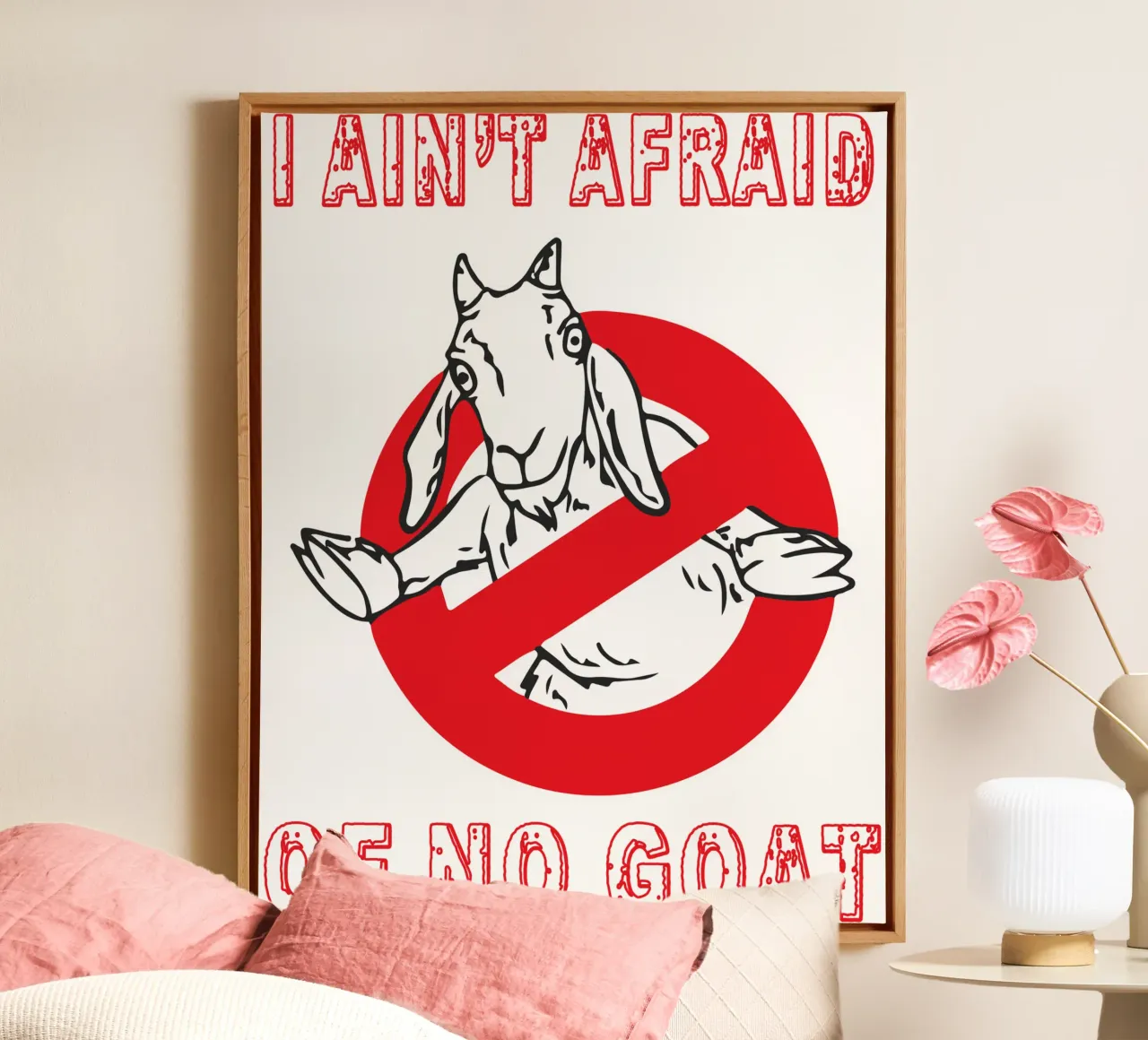 i ain't afraid of no goat canvas with Floater frame by ririedis