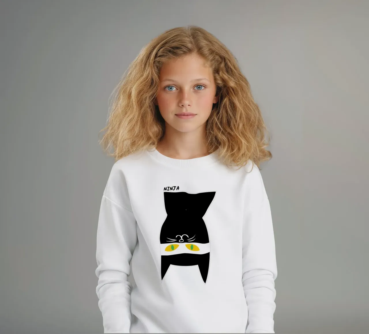 chat amusant ninja art design sweat enfant de ririedis