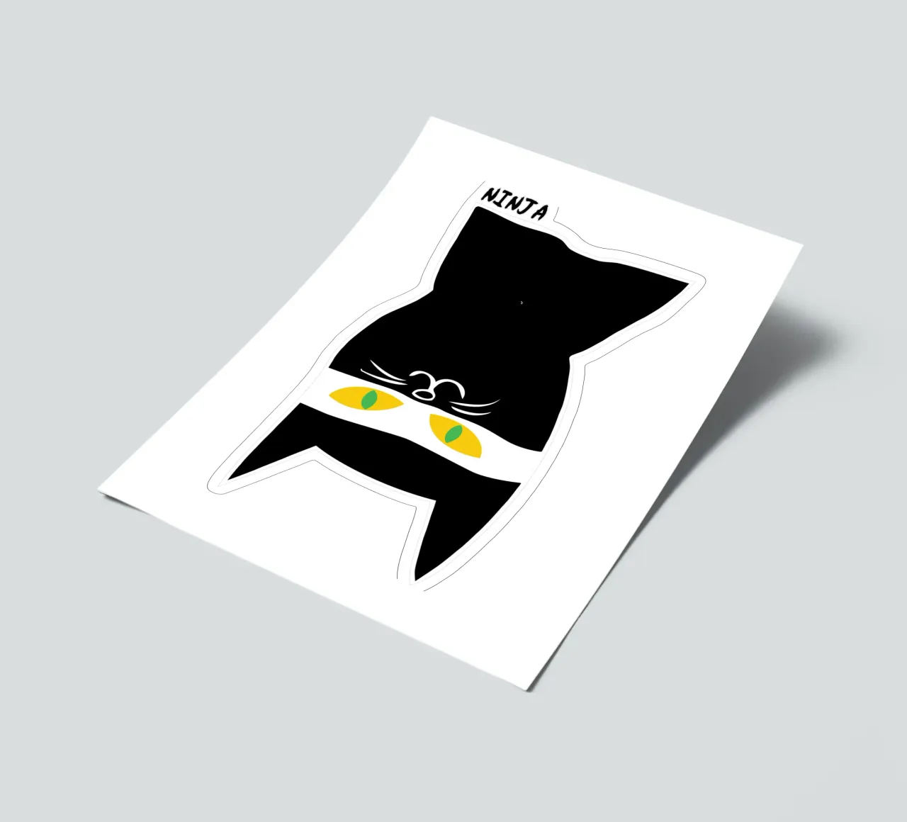 funny cat ninja art design sticker sheet by ririedis