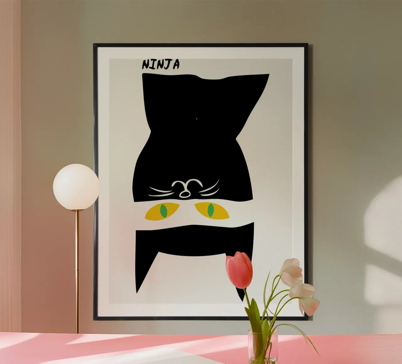 grappig kat ninja kunstontwerp hahnemühle van ririedis
