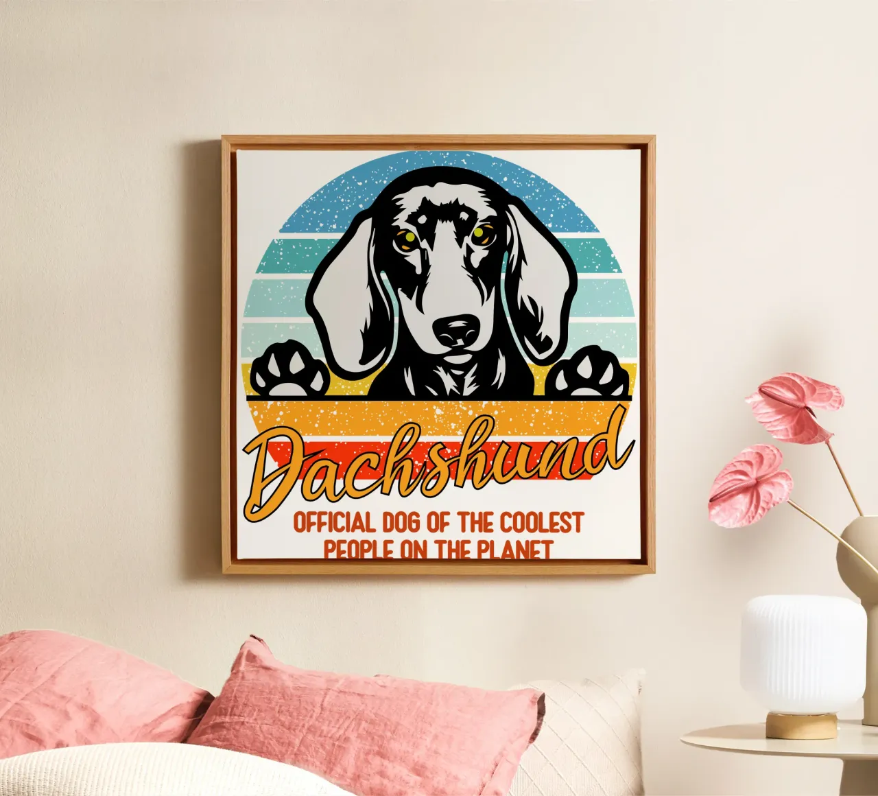 dachsund cane ufficiale delle persone più cool del pianeta tela con Cornice a cassetta da ririedis