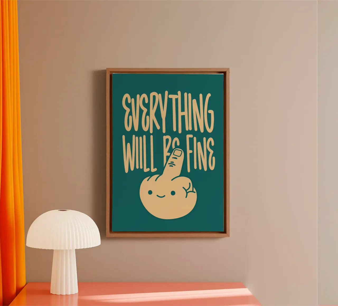 Everything Will Be Fine canvas met Baklijst van WORD & WONDER