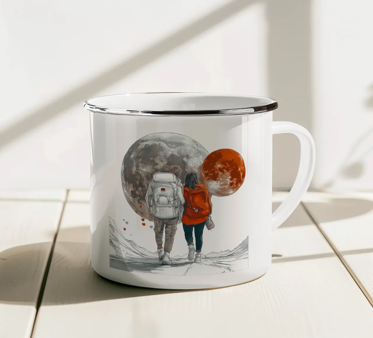 Fino alla luna e oltre! tazza in smalto da Motivate-Today
