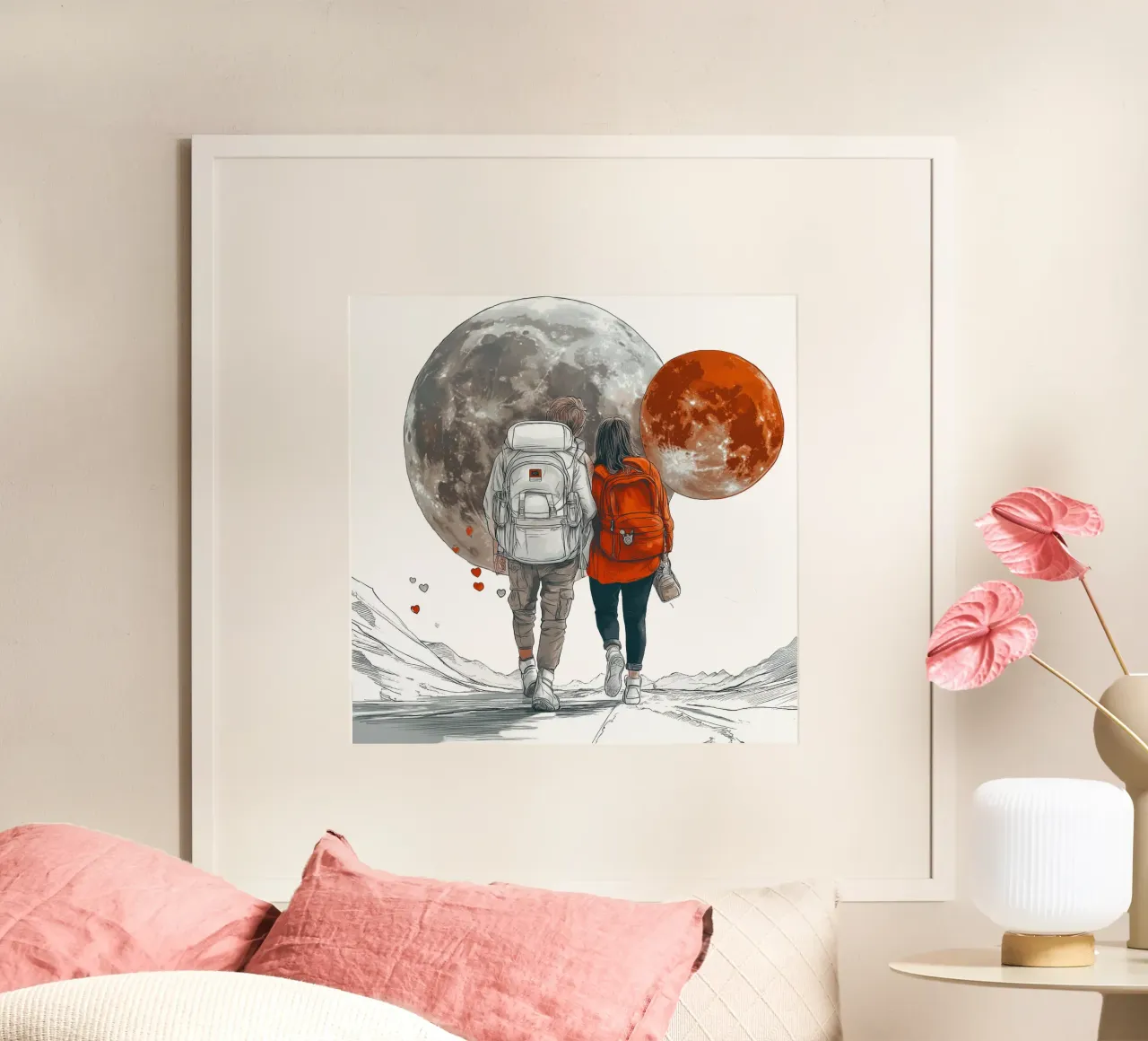 Fino alla luna e oltre! poster con telaio in alluminio da Motivate-Today