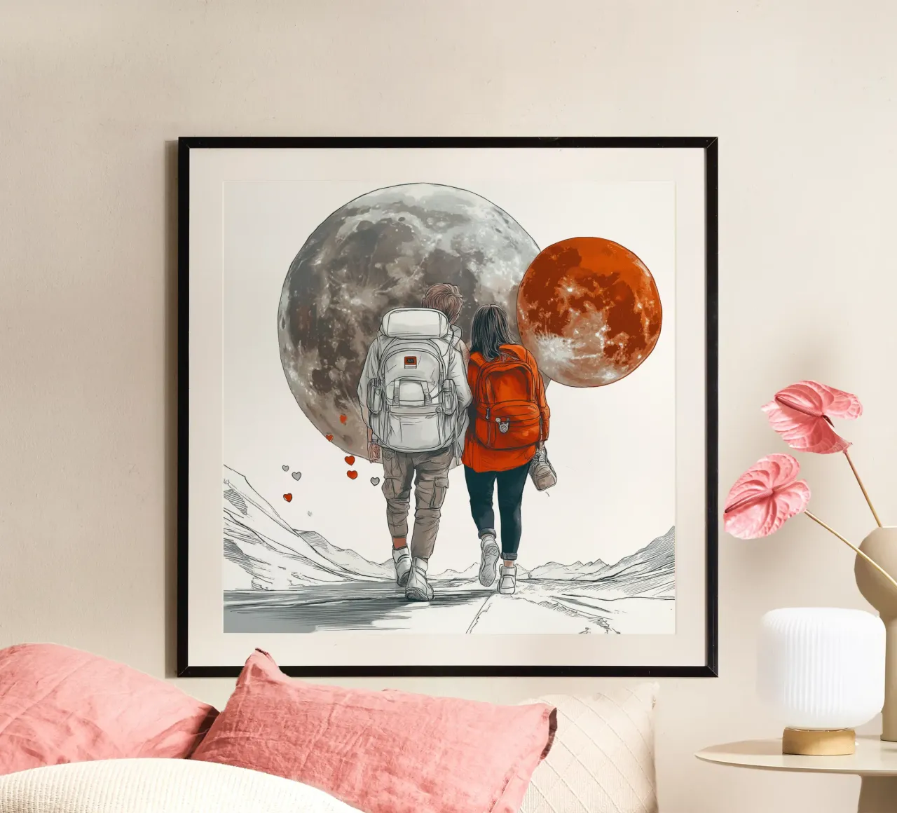 Fino alla luna e oltre! poster con telaio in alluminio da Motivate-Today