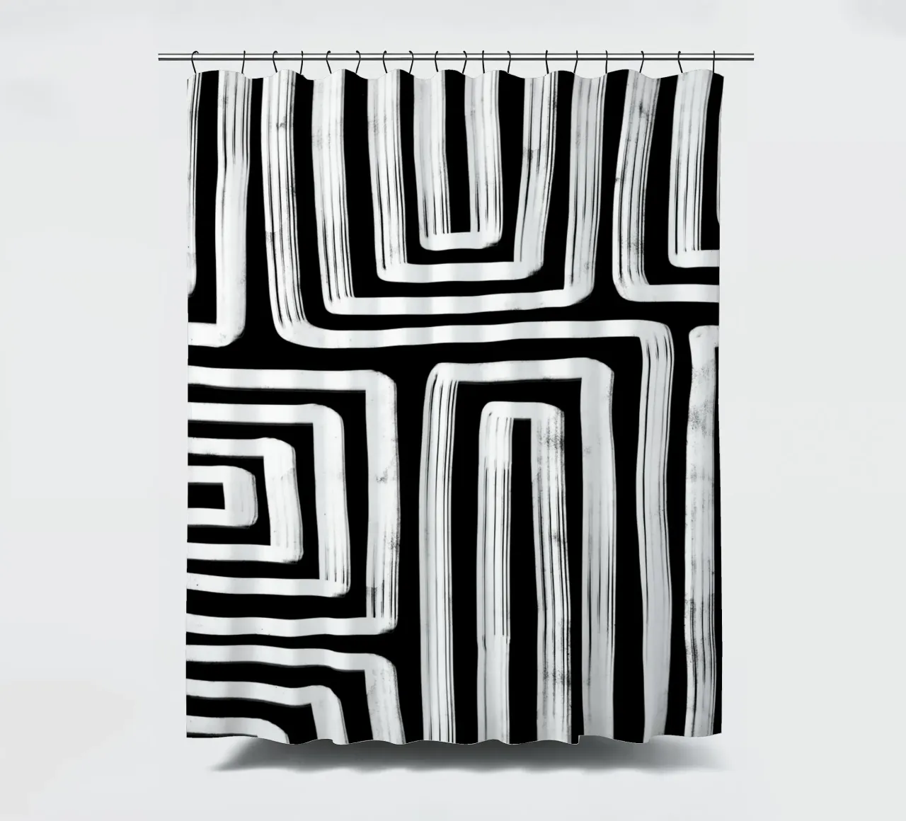 Line study I - black shower curtain by BAINAI