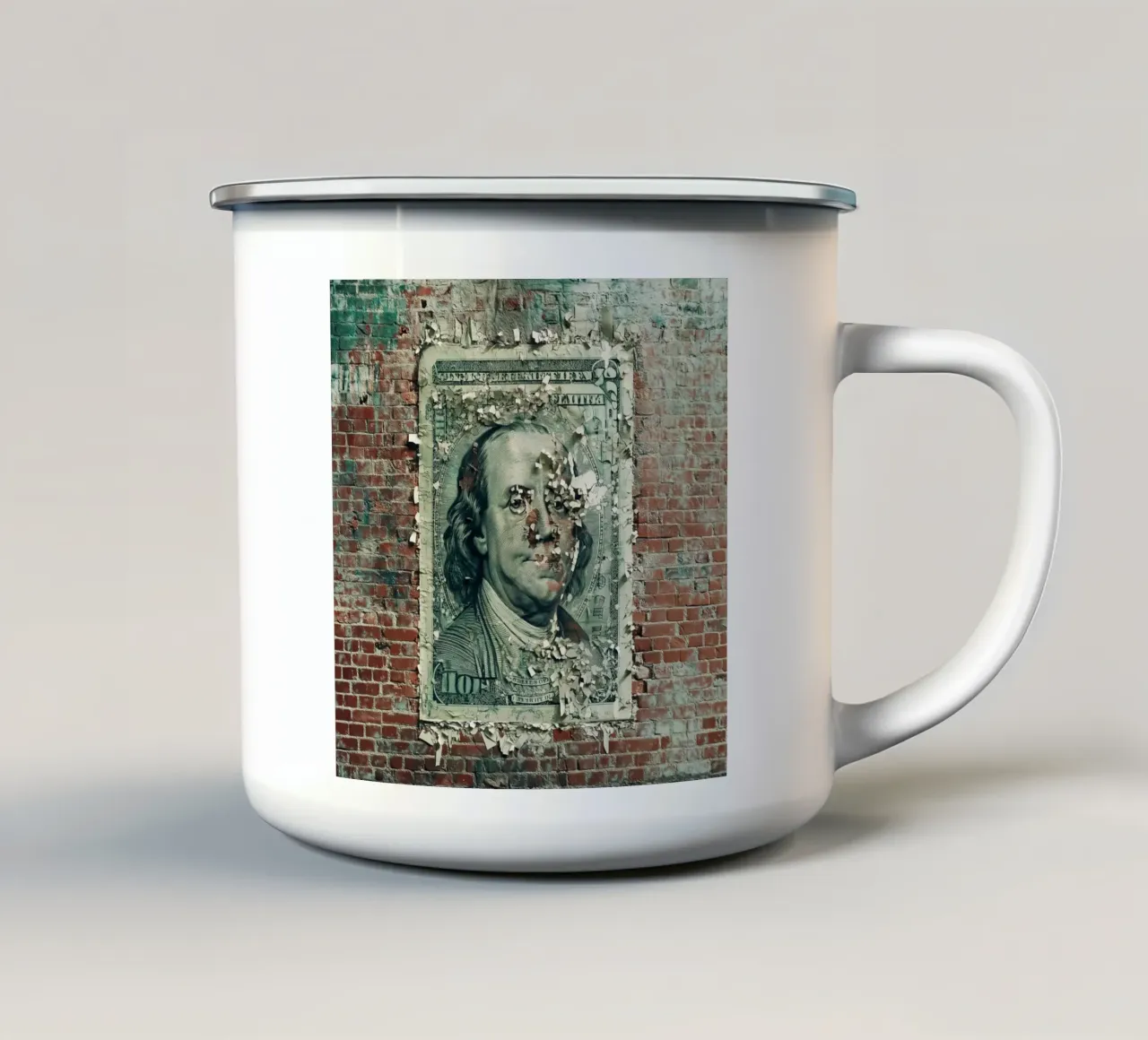 Il denaro ti guarda! tazza in smalto da Motivate-Today