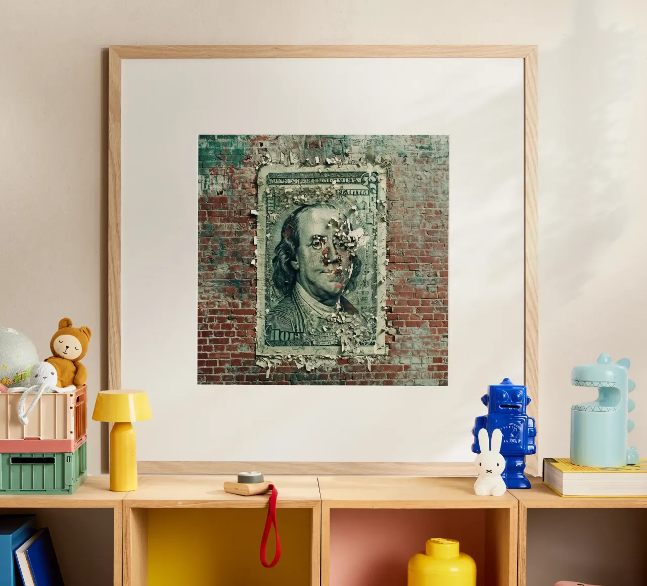 Il denaro ti guarda! poster con telaio in plastica da Motivate-Today