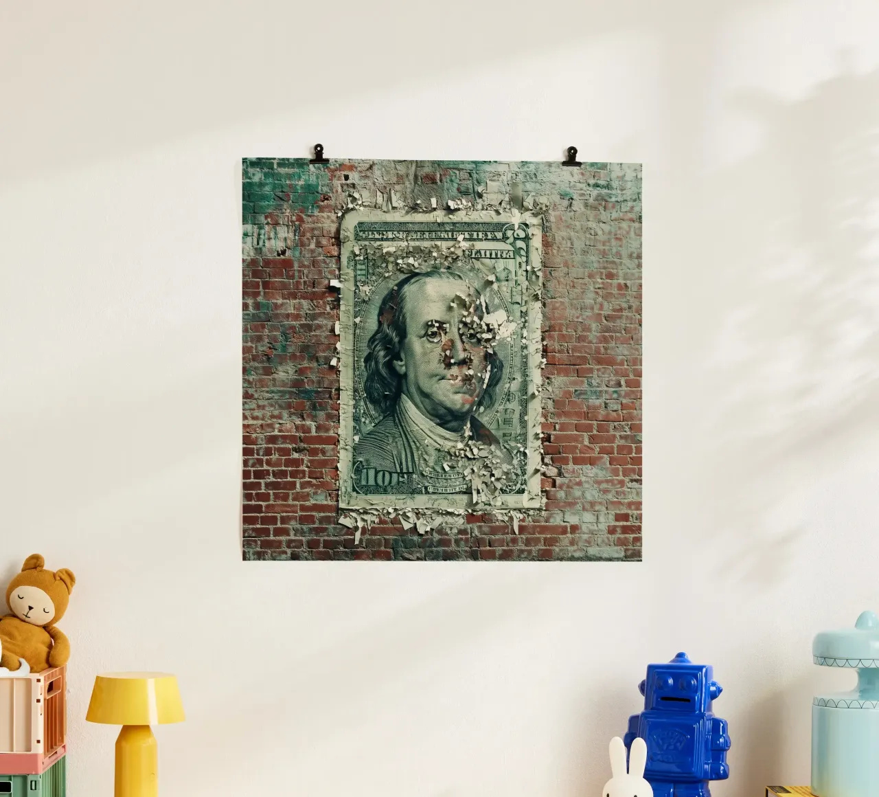Il denaro ti guarda! poster con telaio in plastica da Motivate-Today