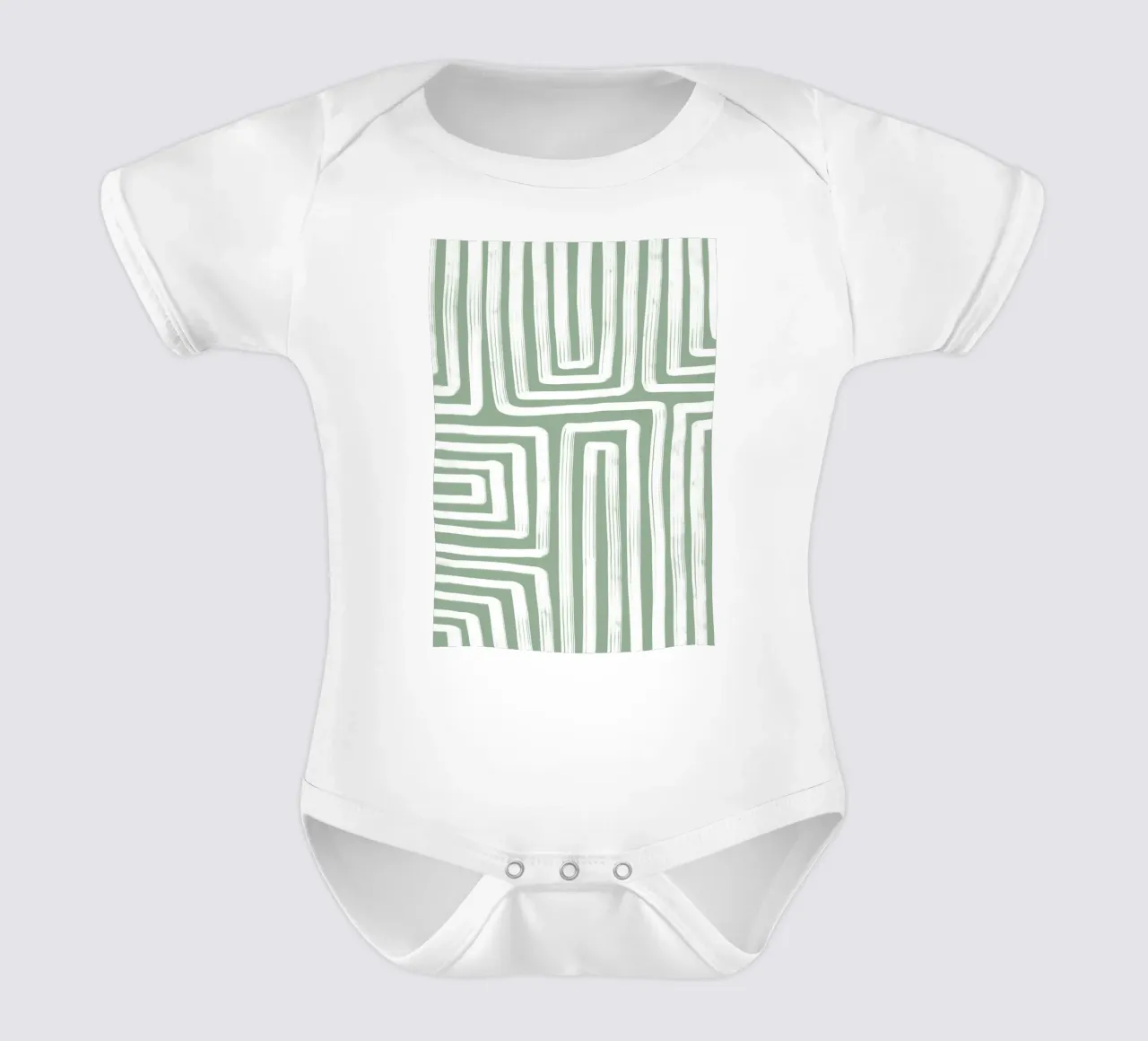 Line study I - green short-sleeve baby romper by BAINAI